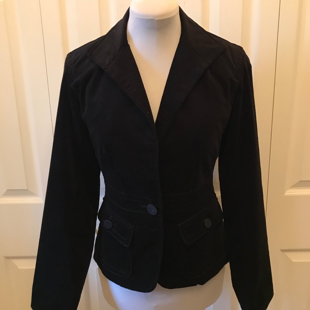 Talbots Black Velvet Jacket Blazer 4 Petite Career Office - Picture 2 of 7
